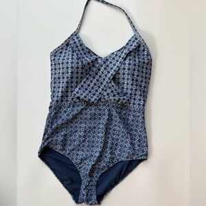 Blue & White Flower One Piece Bathing Suit